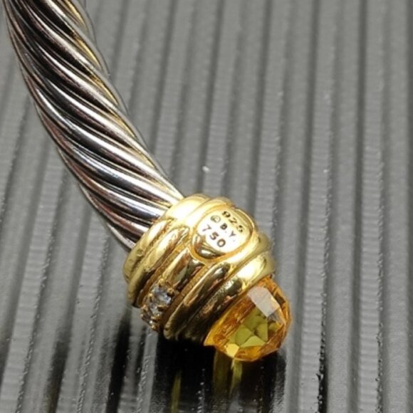 David Yurman sterling silver bracelet, set with 18K yellow gold and citrine, 7mm - Picture 9 of 10